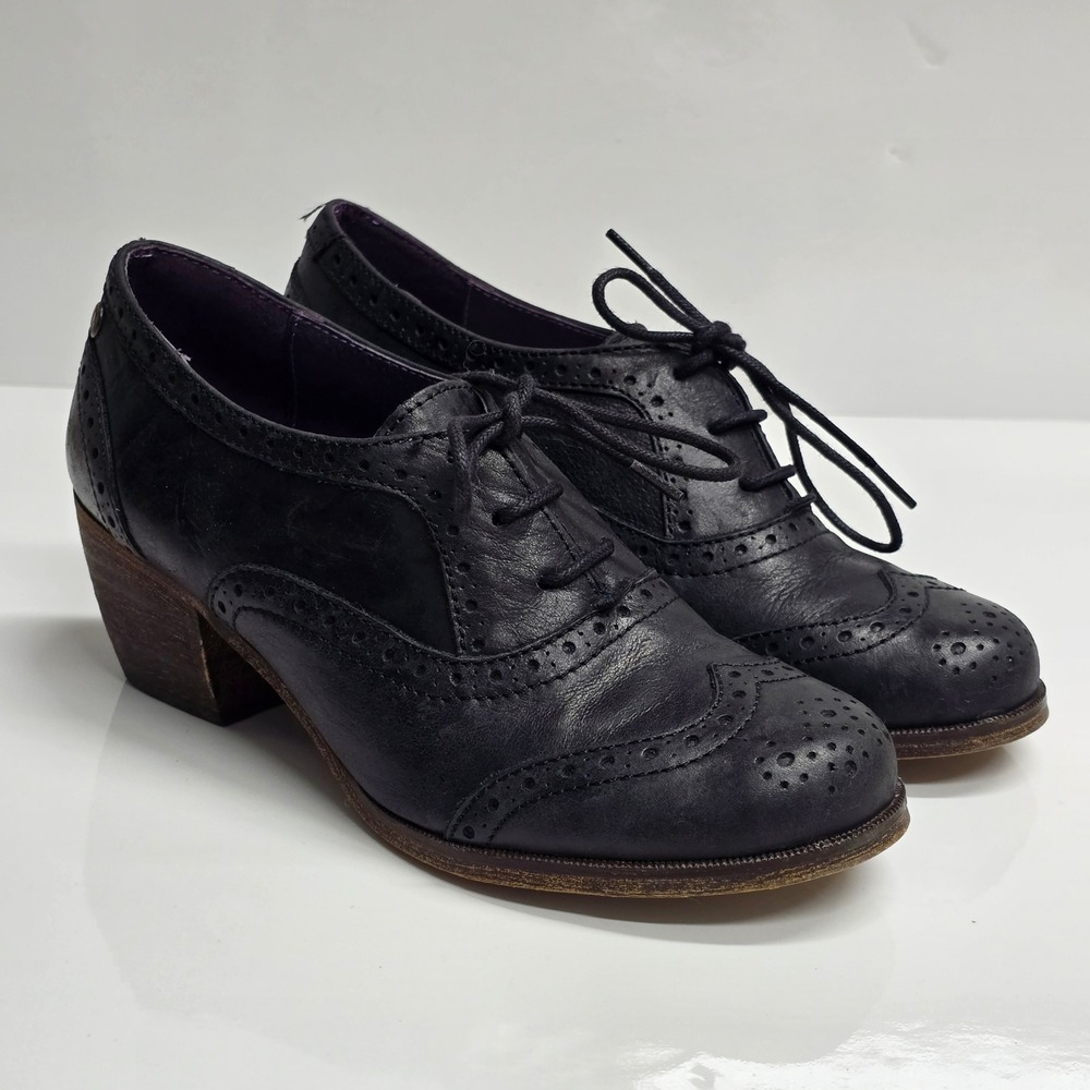 Red or Dead Brogue Oxford Heels Womens 36 Black Leather Wingtip Dark Academia